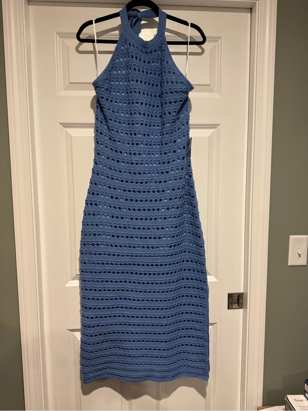 Lulu’s NWT Blue Crochet Halter Midi Dress